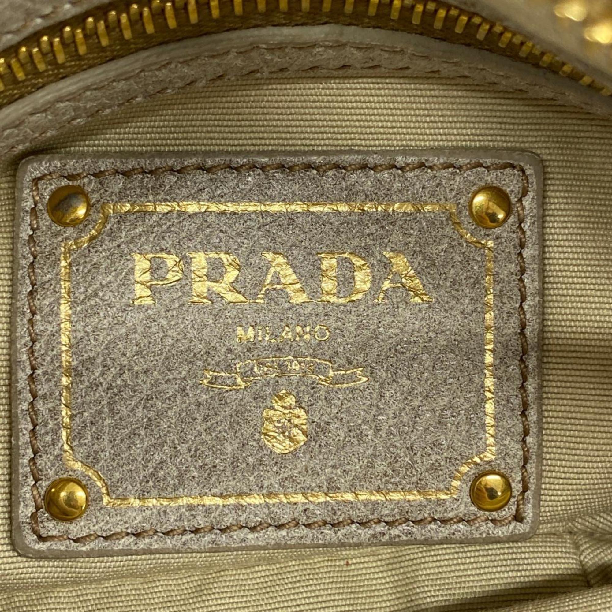 Prada Shoulder Bag Leather Grey Women's