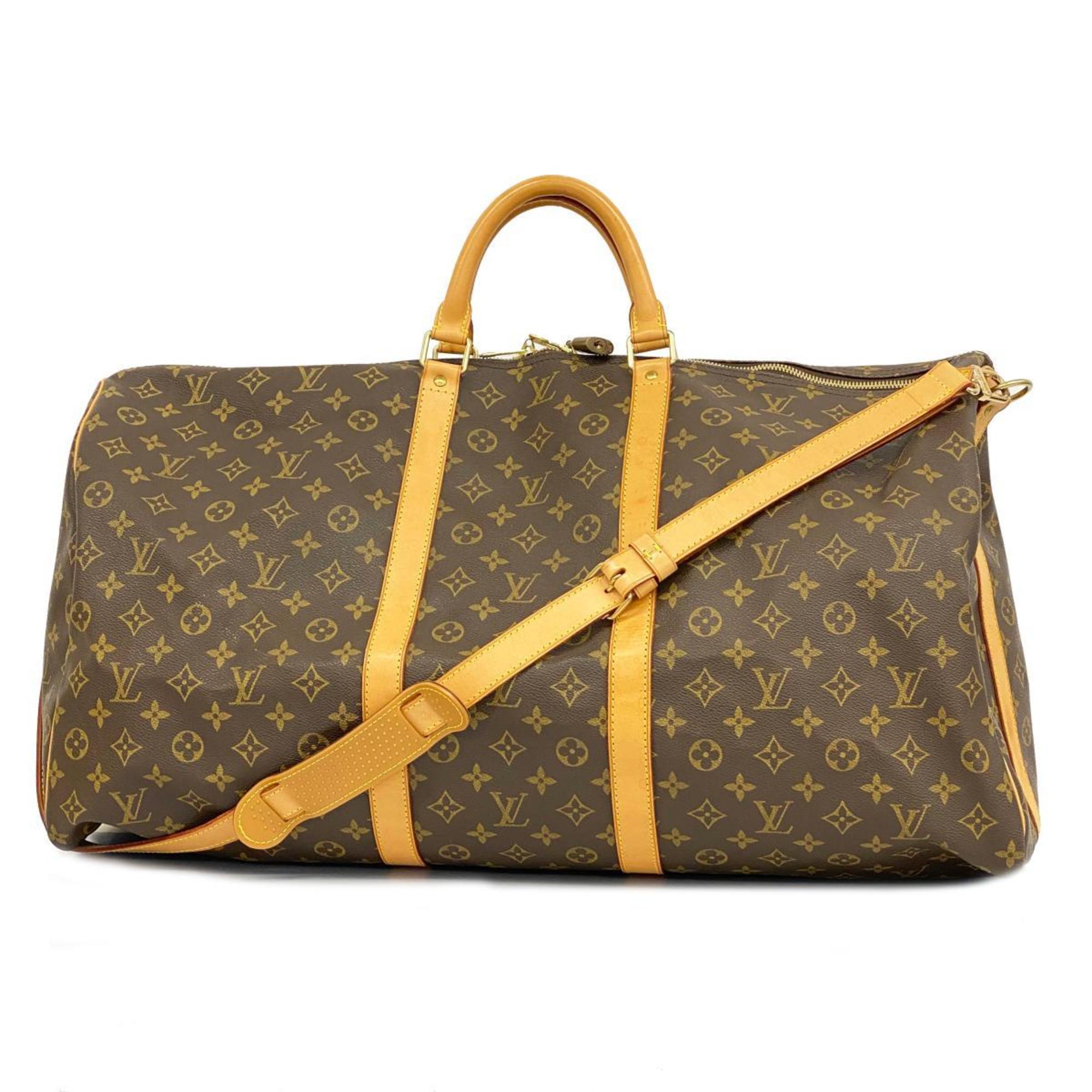 Louis Vuitton Boston Bag Monogram Keepall Bandouliere 60 M41412 Brown Men's Women's