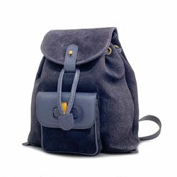 Gucci Backpack Bamboo 003 444 0030 Suede Navy Women's