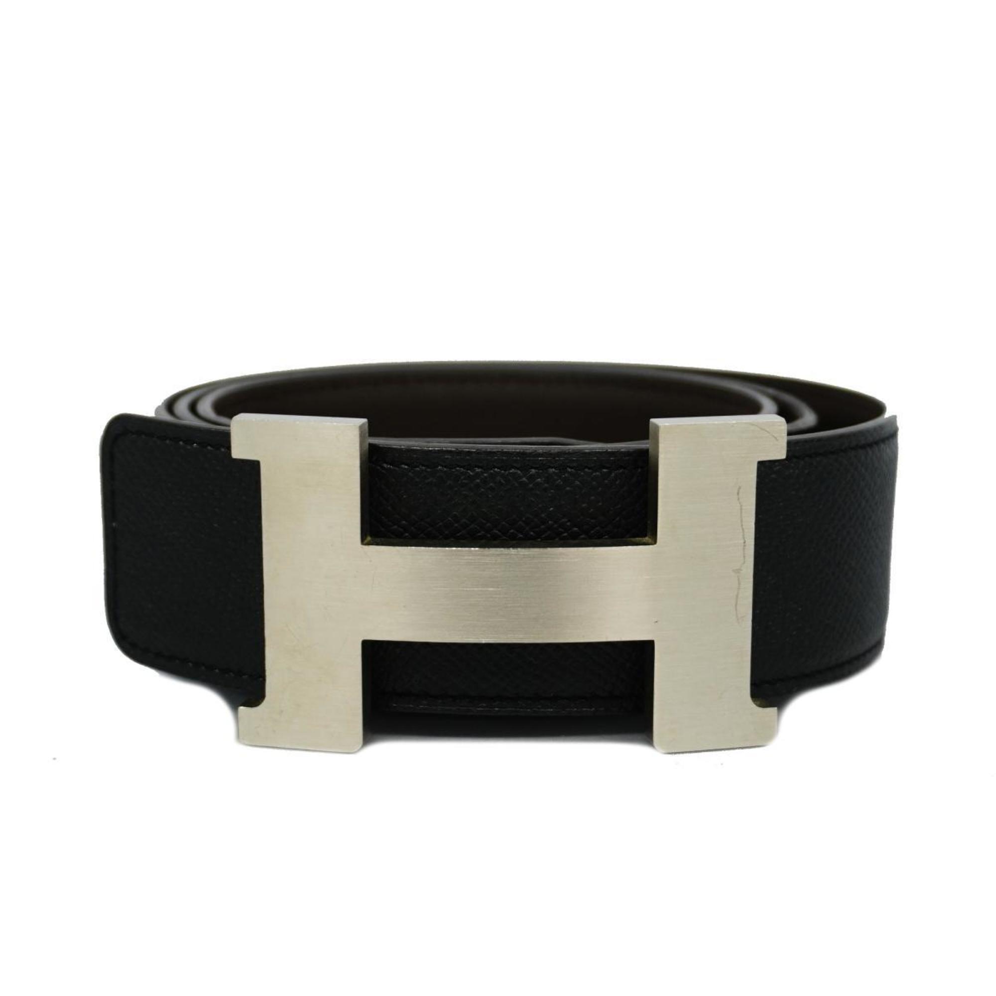 Hermes Belt Constance X Stamped Epsom Leather Swift Chocolate Black Men's