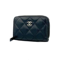 Chanel Wallet/Coin Case Matelasse Lambskin Black Women's