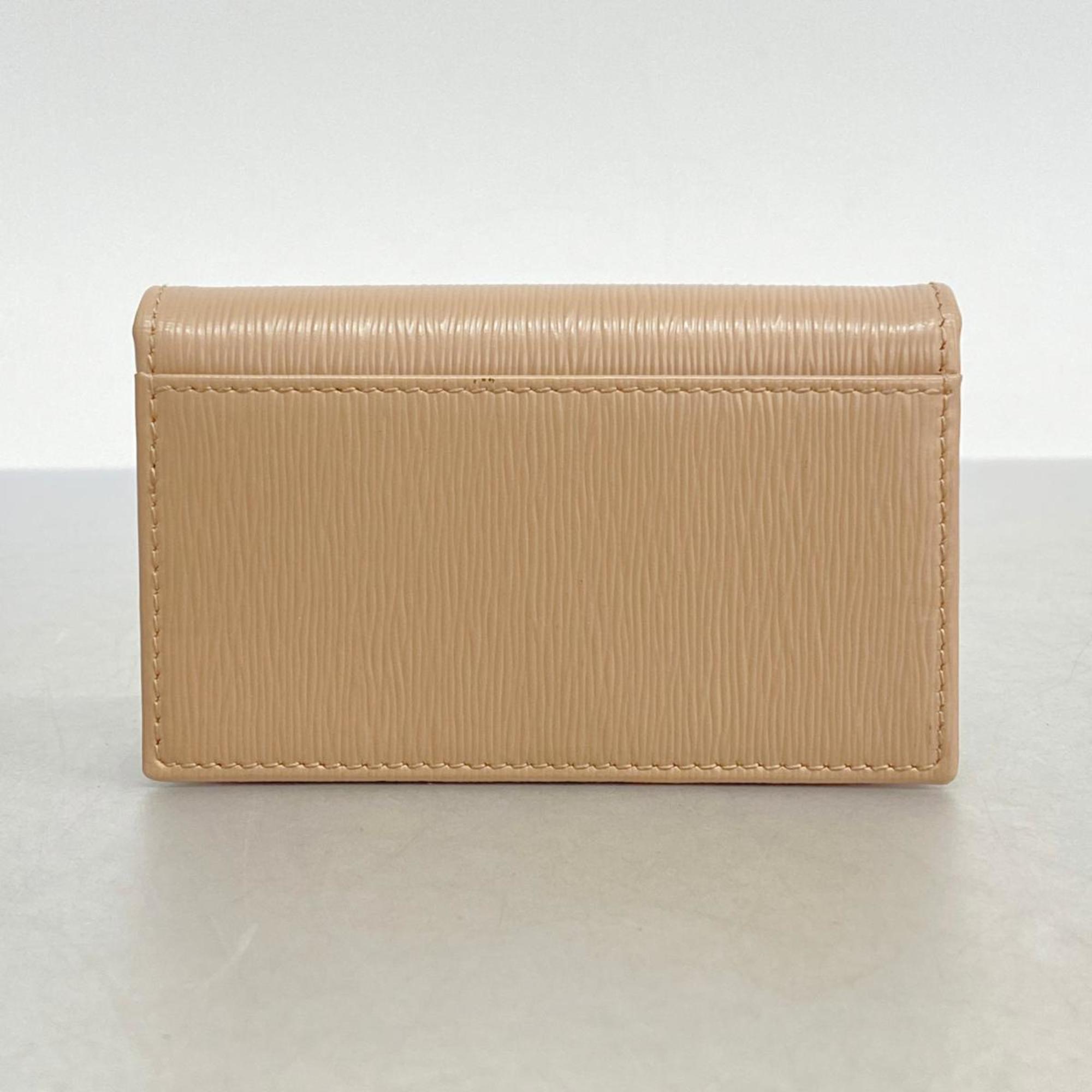 Prada Business Card Holder Leather Pink Beige Women's