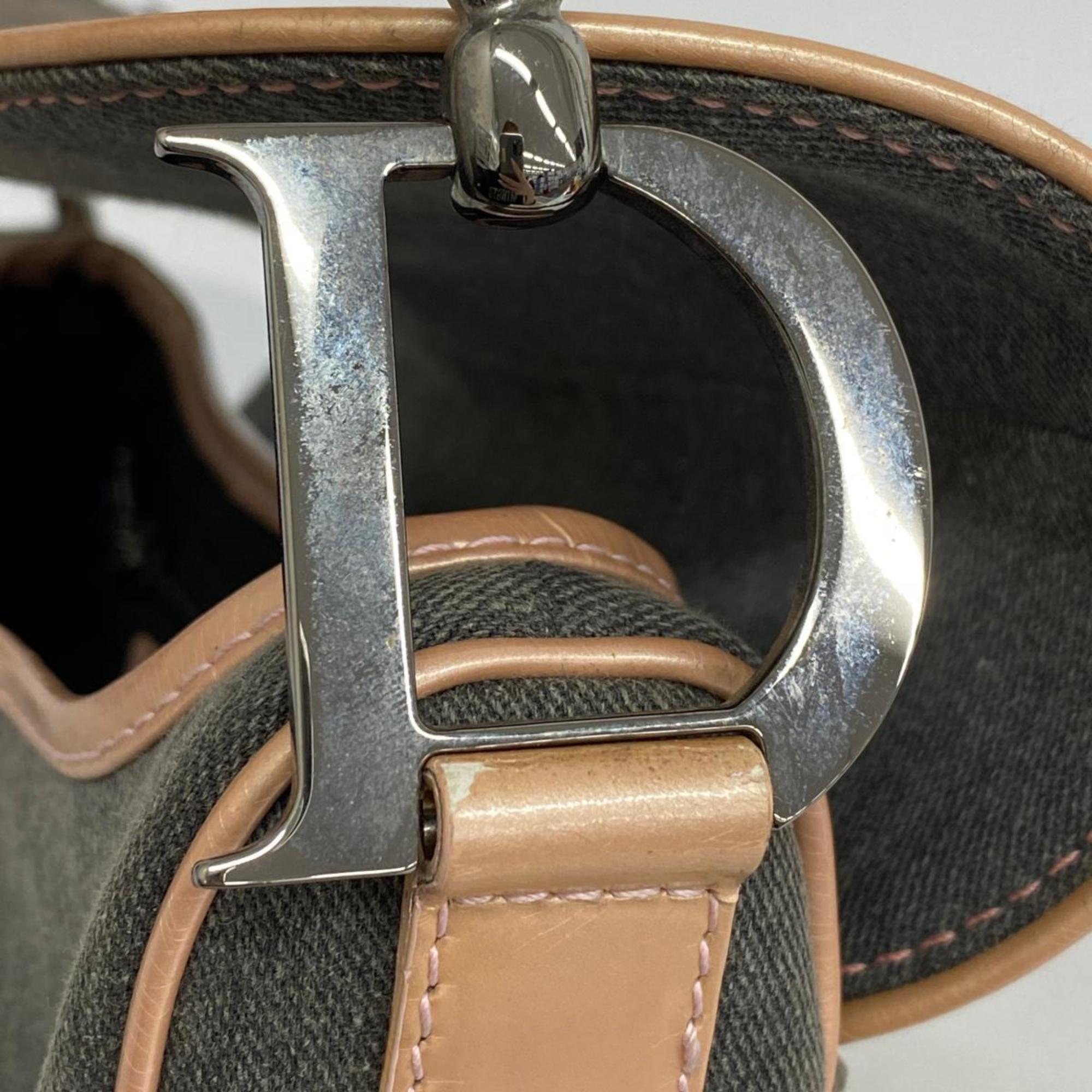 Christian Dior Handbag Saddle Bag Denim Grey Women's