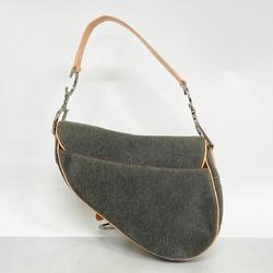 Christian Dior Handbag Saddle Bag Denim Grey Women's