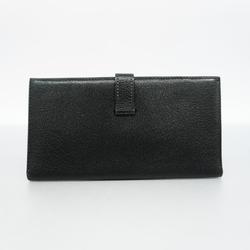 Hermes Long Wallet Bearn H Stamp Chevre Black Men's Women's