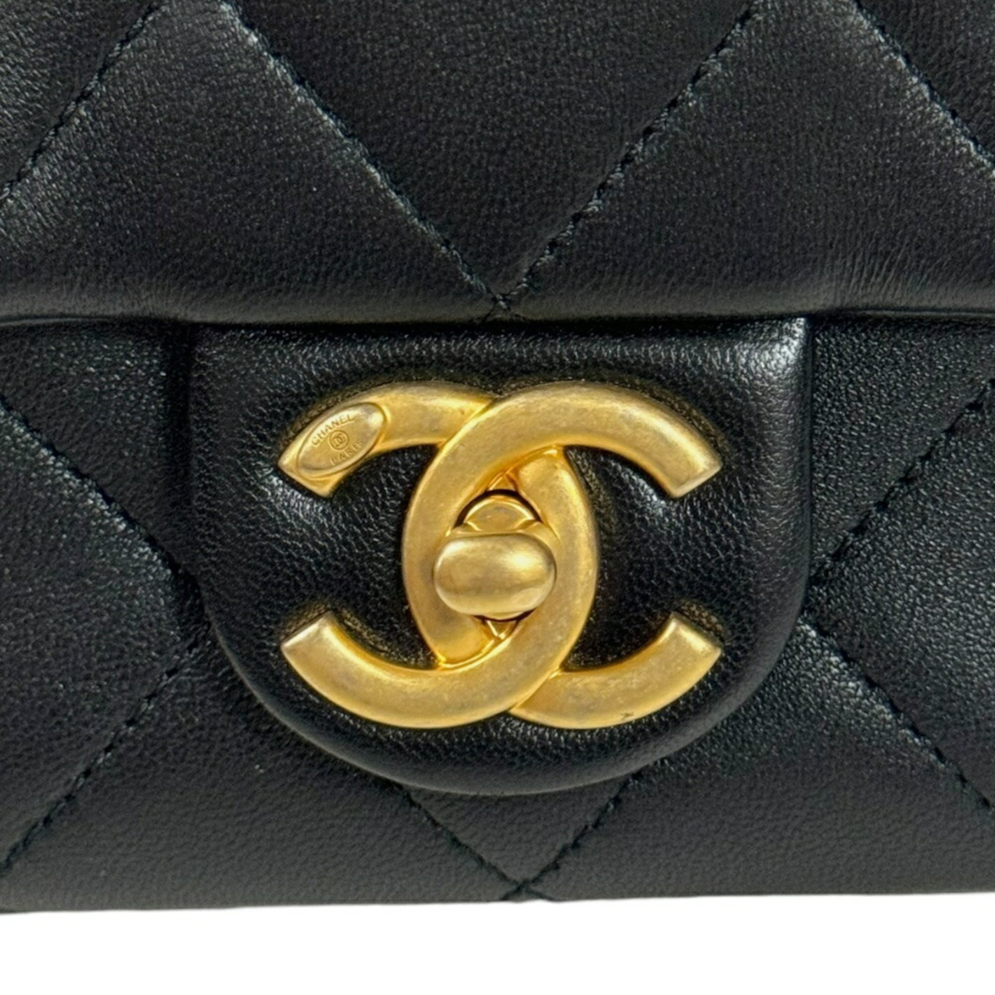 Chanel Matelasse Shoulder Bag Lambskin Black Women's CHANEL Chain 2way