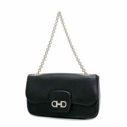 Salvatore Ferragamo Shoulder Bag Gancini Leather Black Women's