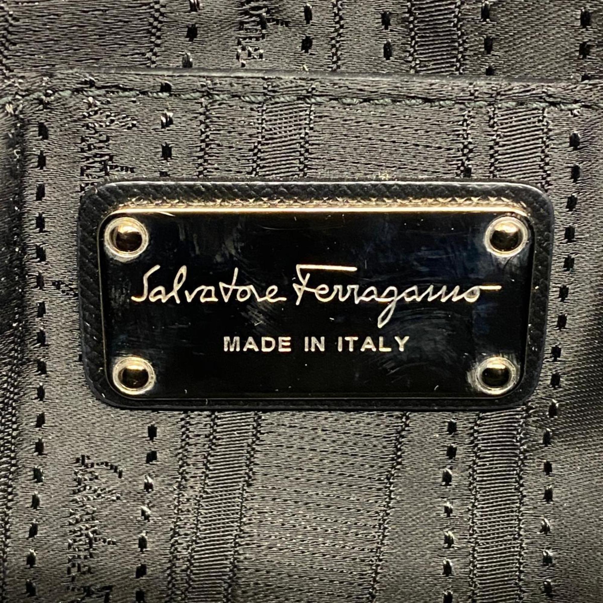 Salvatore Ferragamo Shoulder Bag Gancini Leather Black Women's