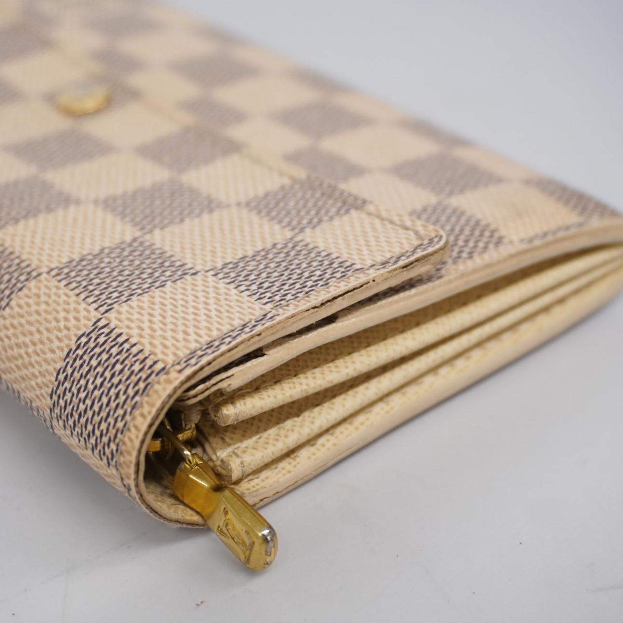 Louis Vuitton Long Wallet Damier Azur Portefeuille Sarah N61735 White Ladies