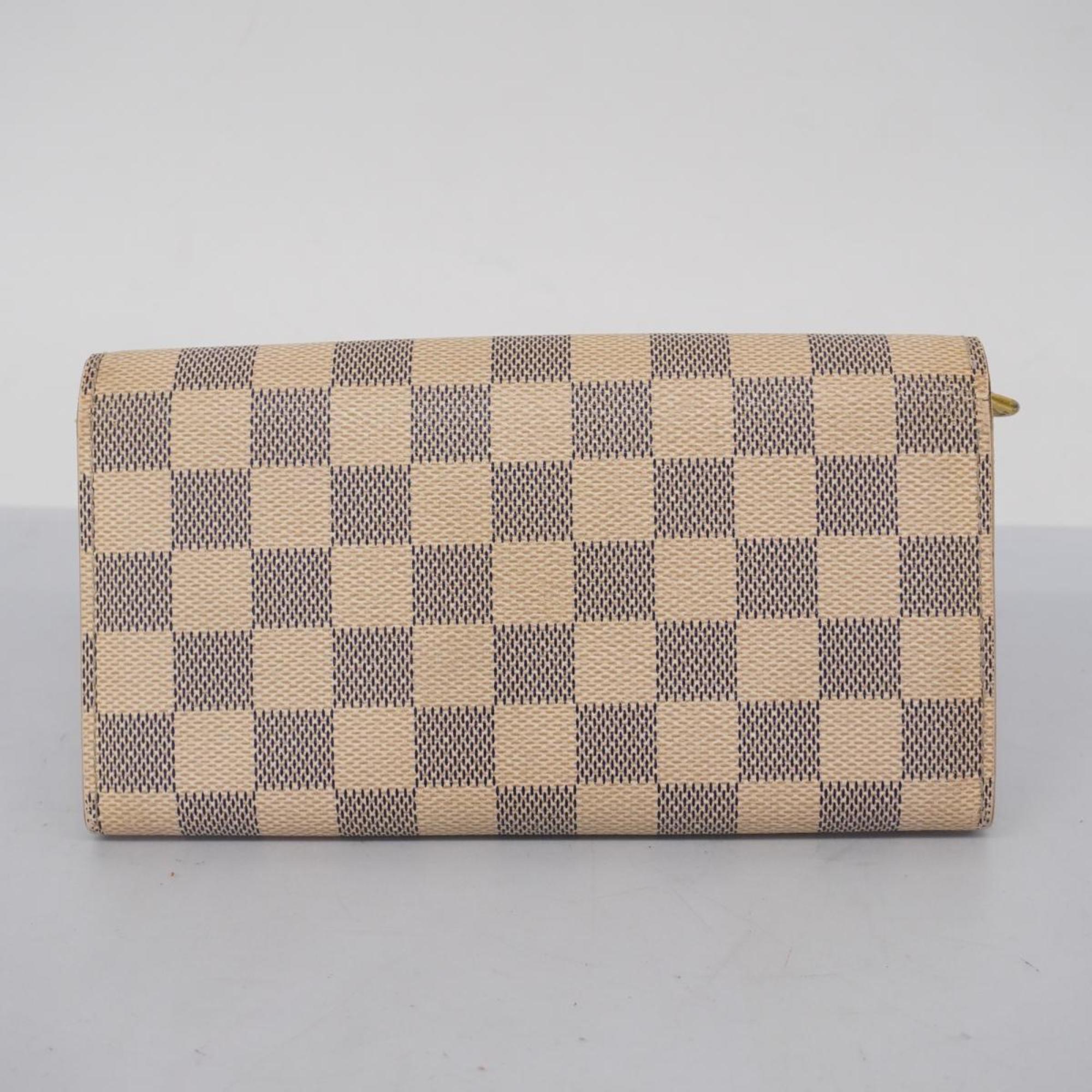 Louis Vuitton Long Wallet Damier Azur Portefeuille Sarah N61735 White Ladies