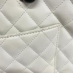 Chanel Tote Bag Cambon Lambskin Black White Women's