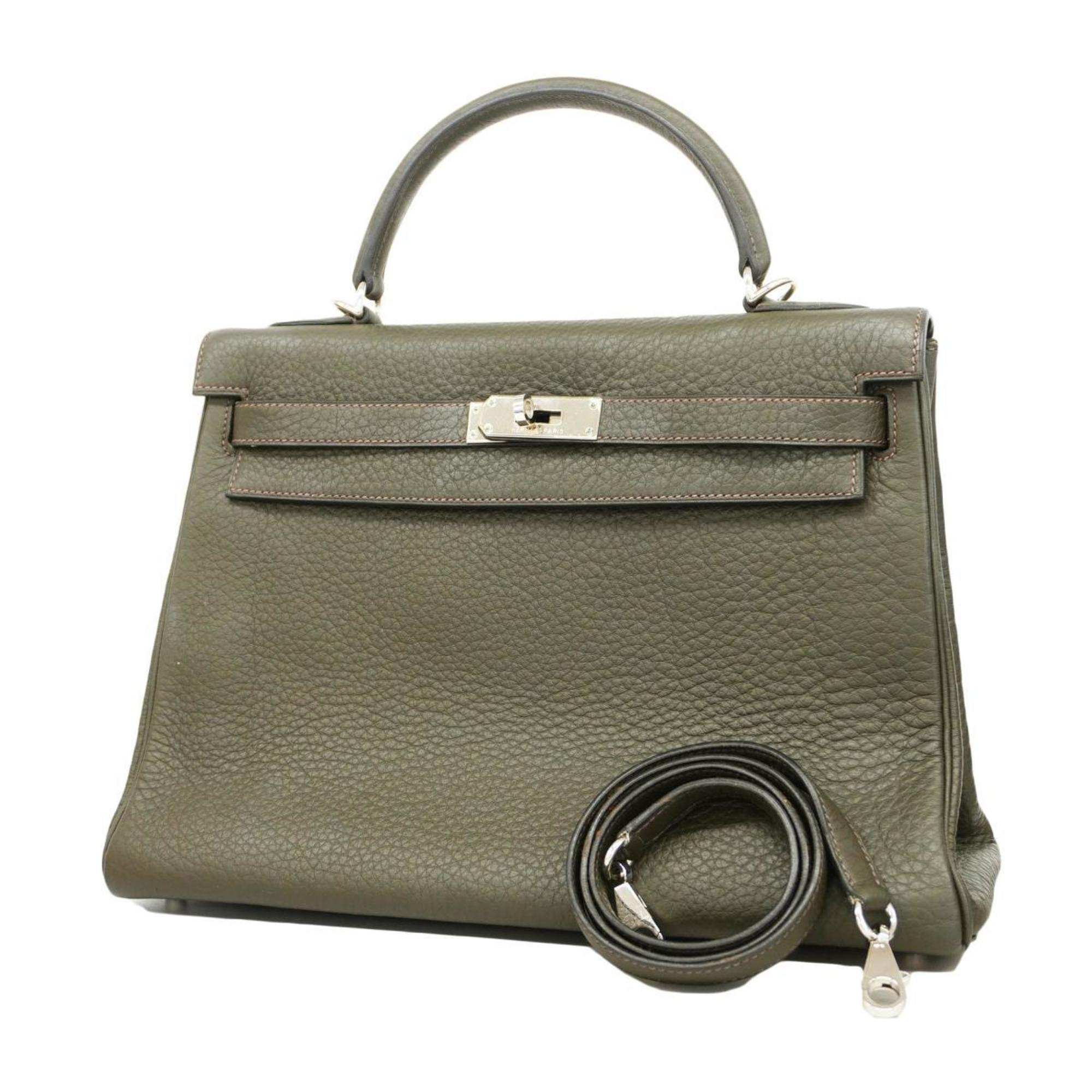 Hermes handbag Kelly 32 H stamp Fjord Olive green Ladies