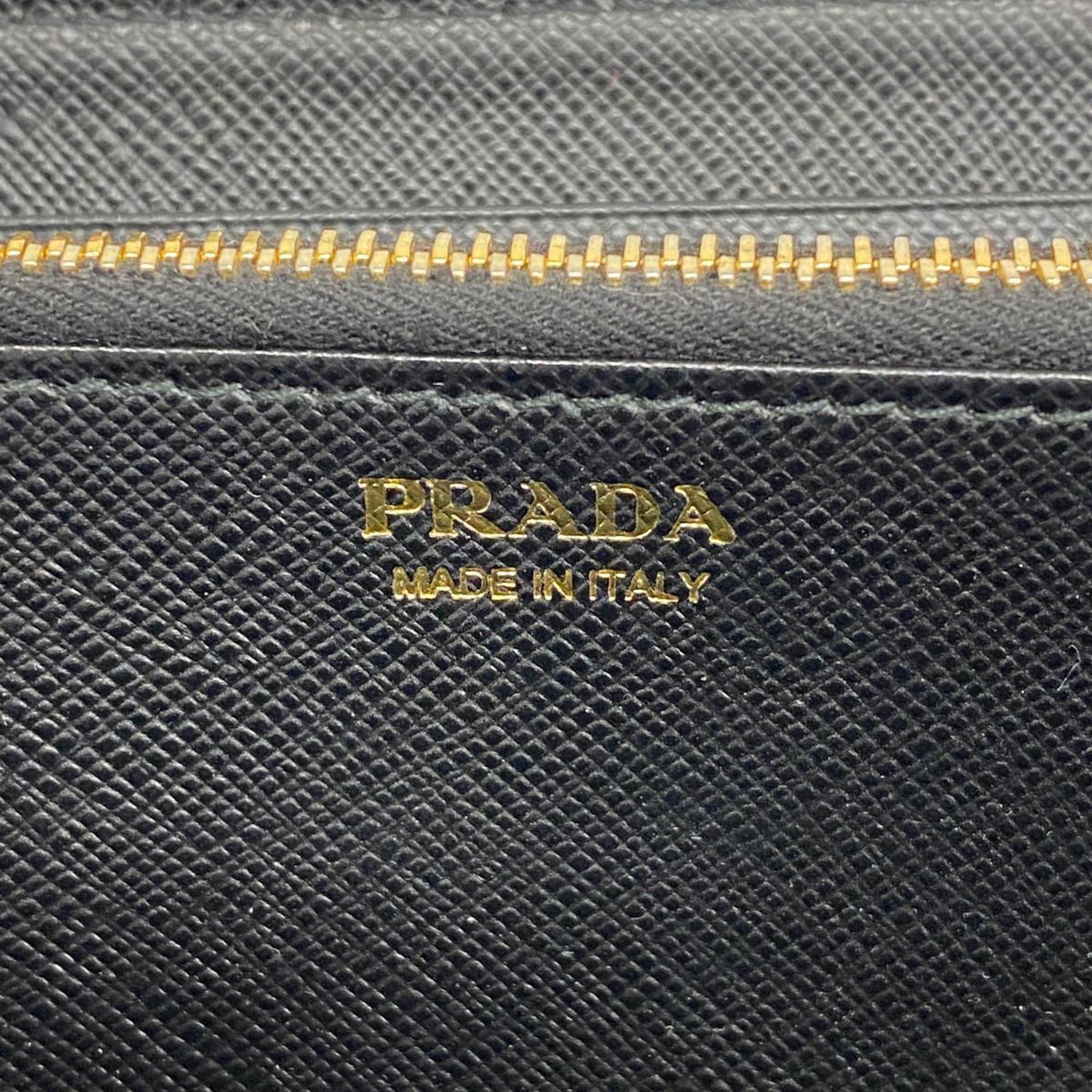 Prada Long Wallet Saffiano Leather Black Women's