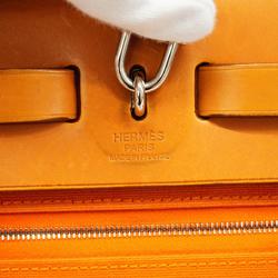 Hermes Handbag Airbag Zip PM □M Stamped Toile Officier Orange Women's