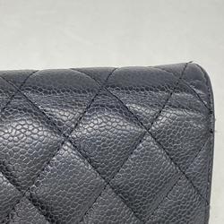 Chanel Long Wallet Matelasse Caviar Skin Black Women's