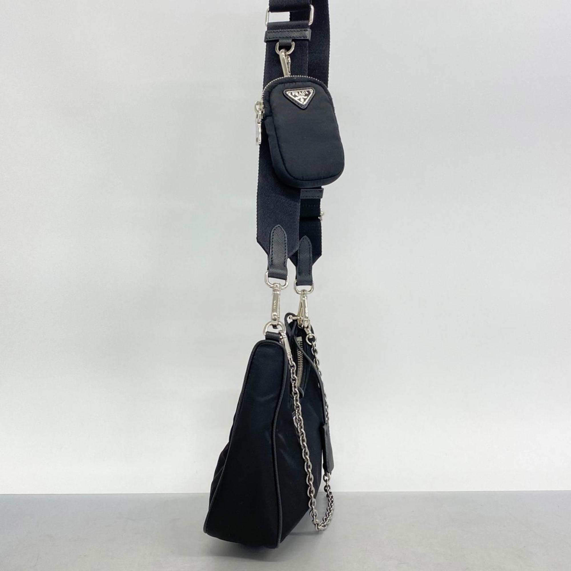 Prada Shoulder Bag Nylon Black Women's