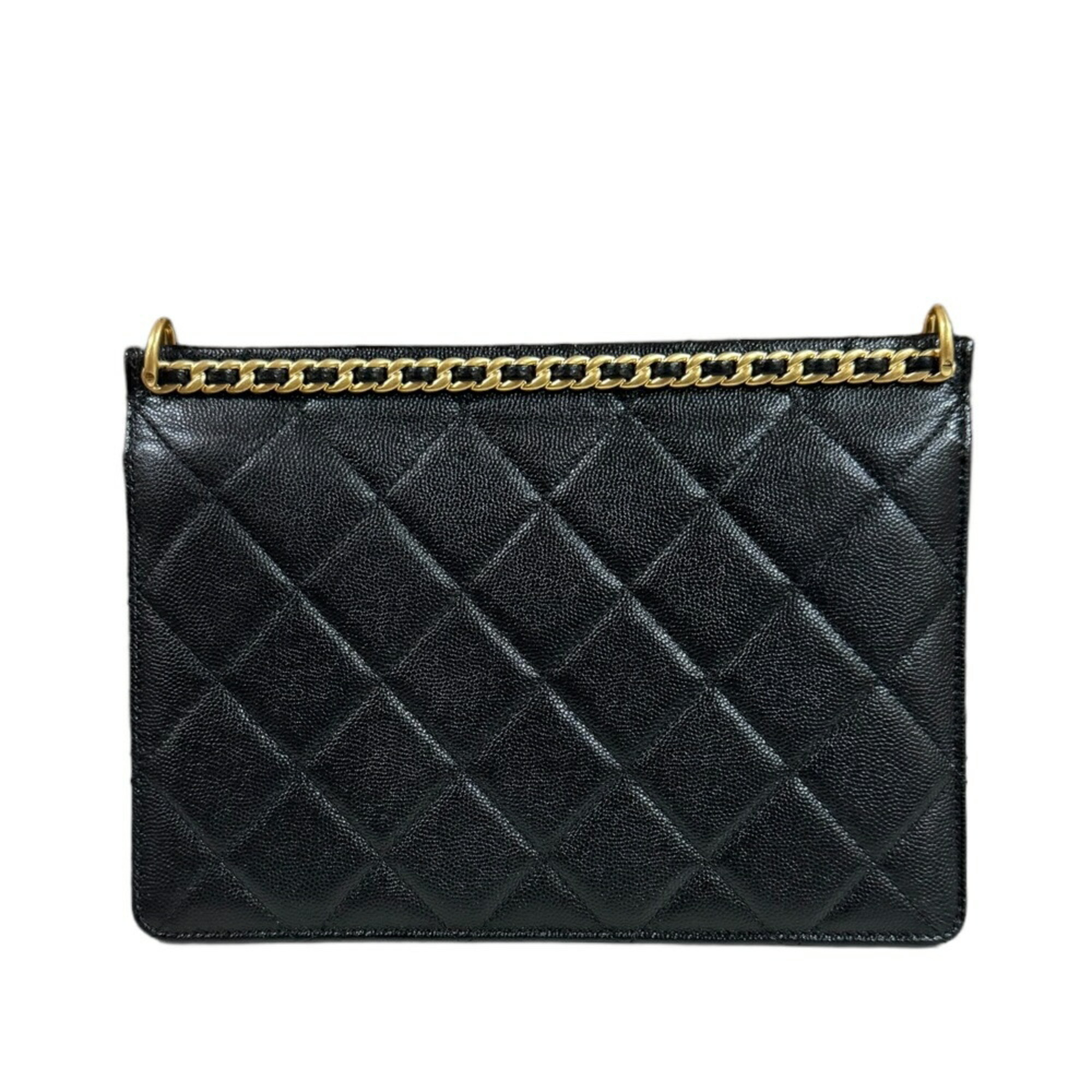 Chanel Small Flap Bag Shoulder Caviar Skin AS4169 Black Women's CHANEL Chain