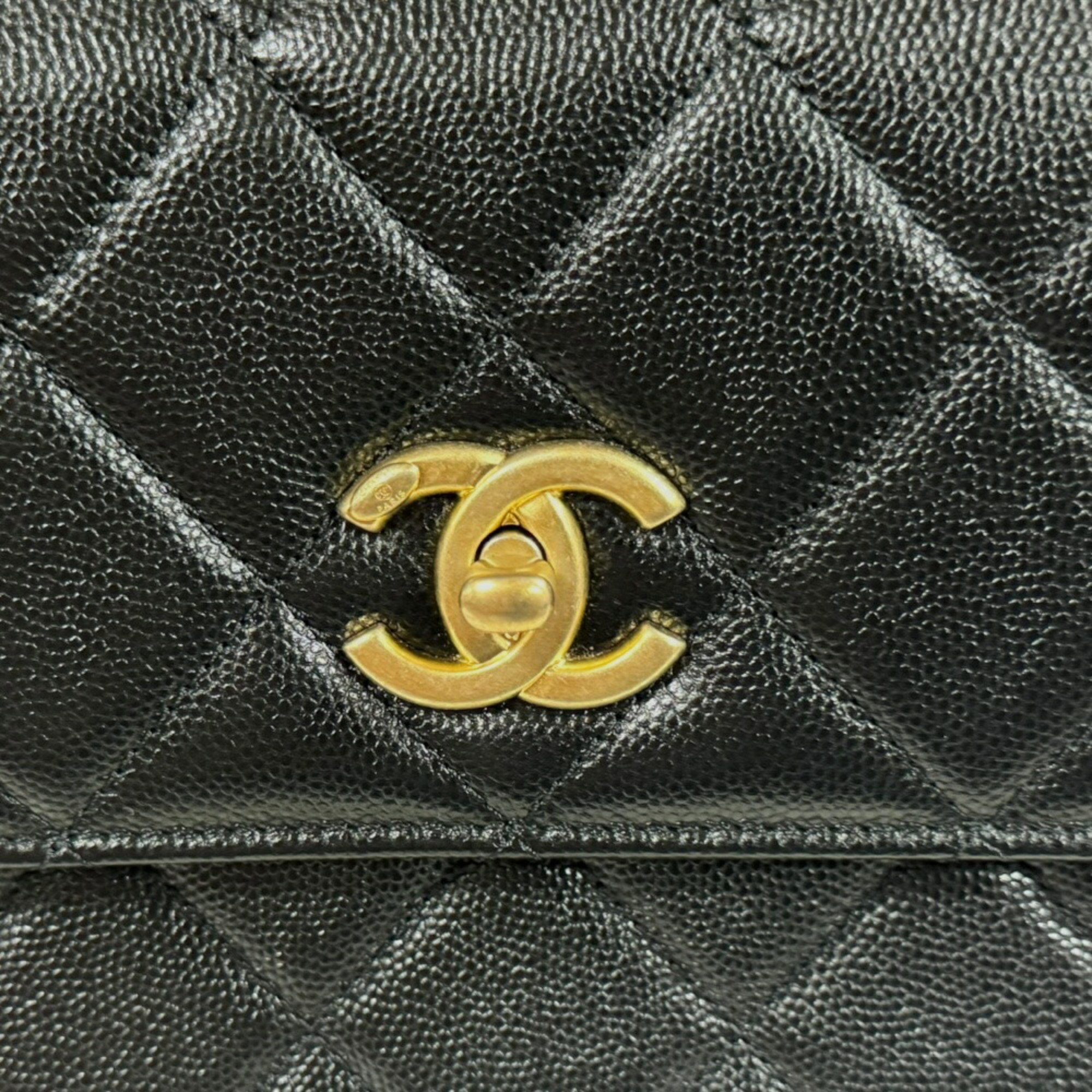 Chanel Small Flap Bag Shoulder Caviar Skin AS4169 Black Women's CHANEL Chain