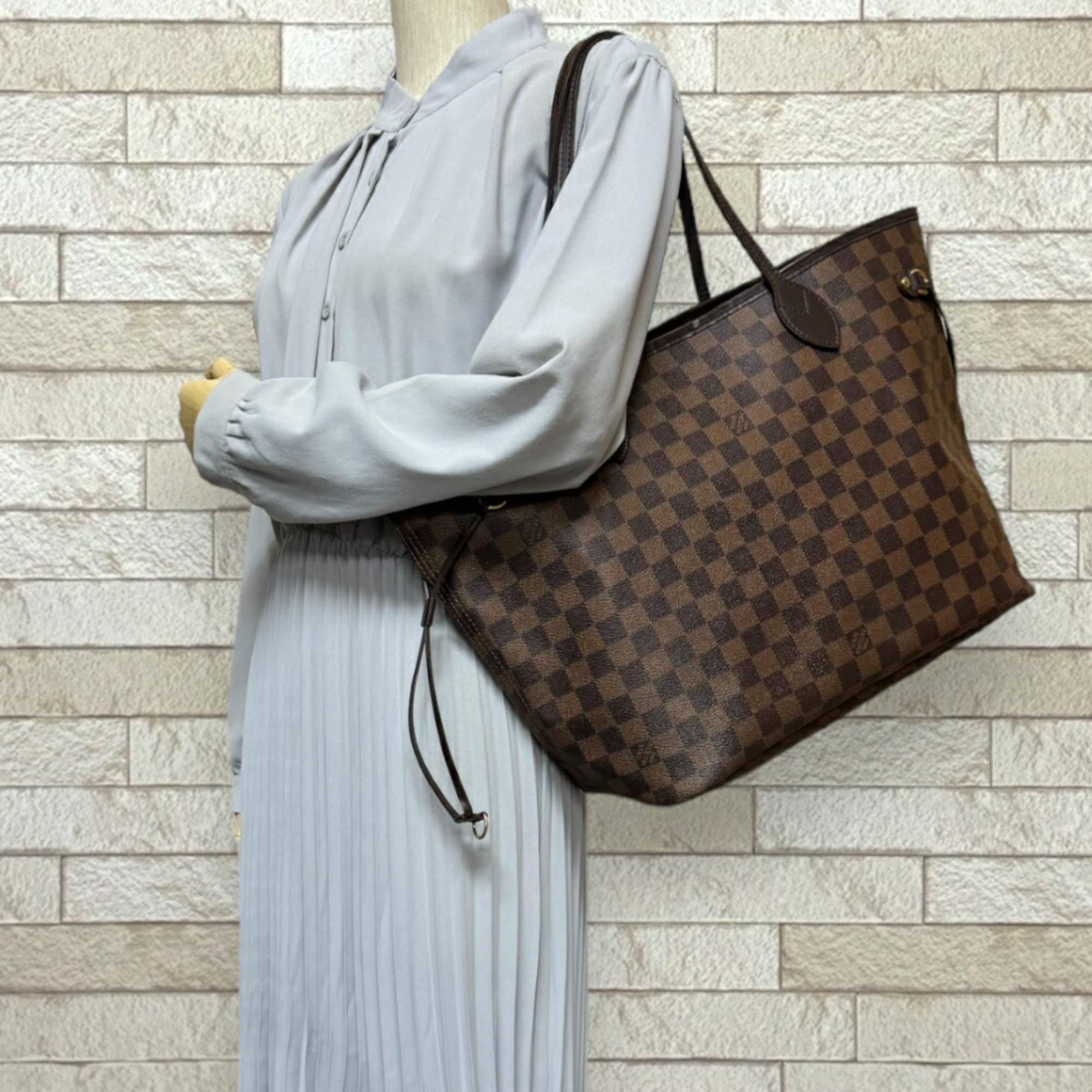 Louis Vuitton Neverfull MM Damier Tote Bag Canvas N51105 Brown Women's LOUIS VUITTON