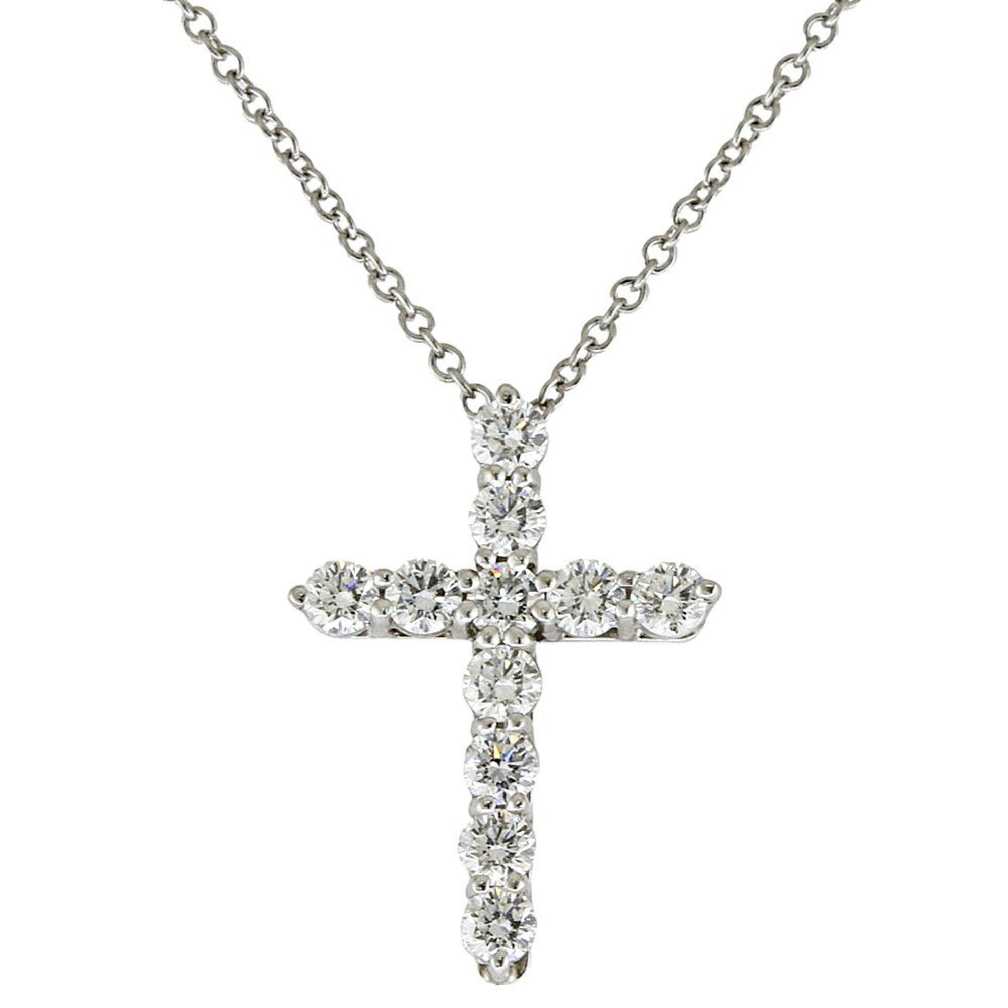 Tiffany Small Cross Diamond Necklace Pt950 Platinum Women's TIFFANY&Co.