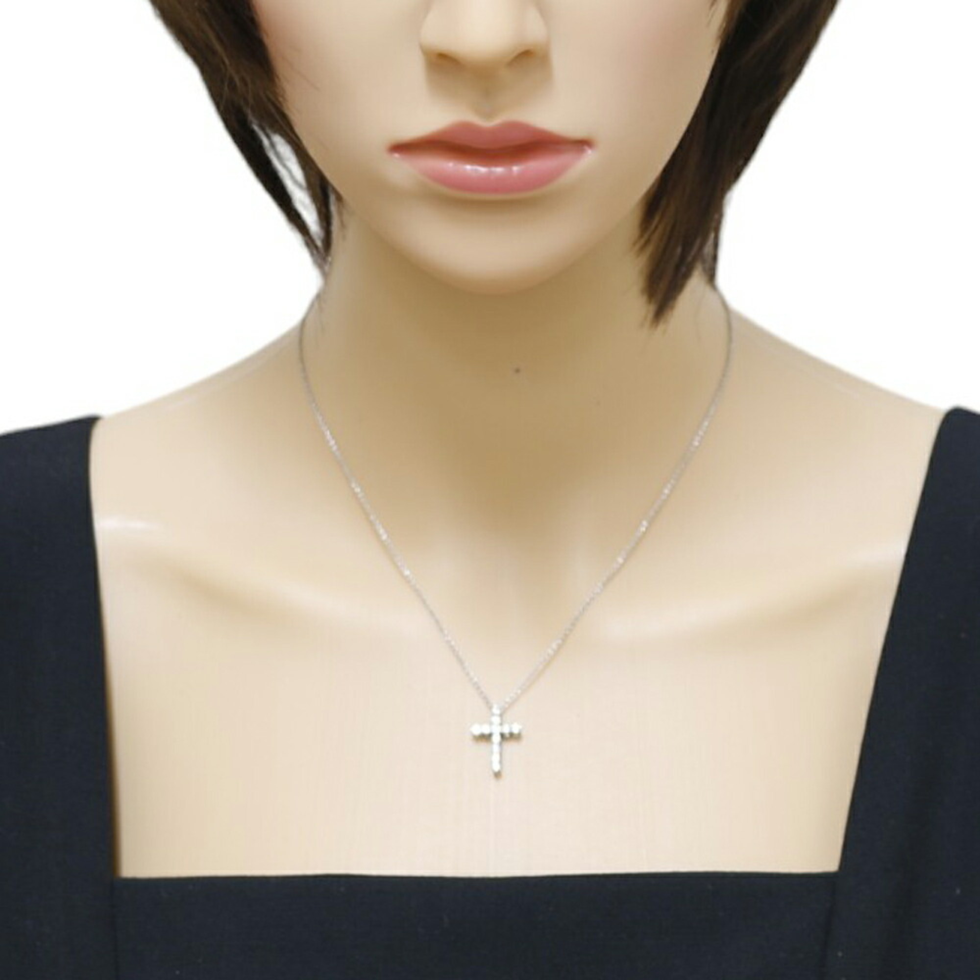 Tiffany Small Cross Diamond Necklace Pt950 Platinum Women's TIFFANY&Co.