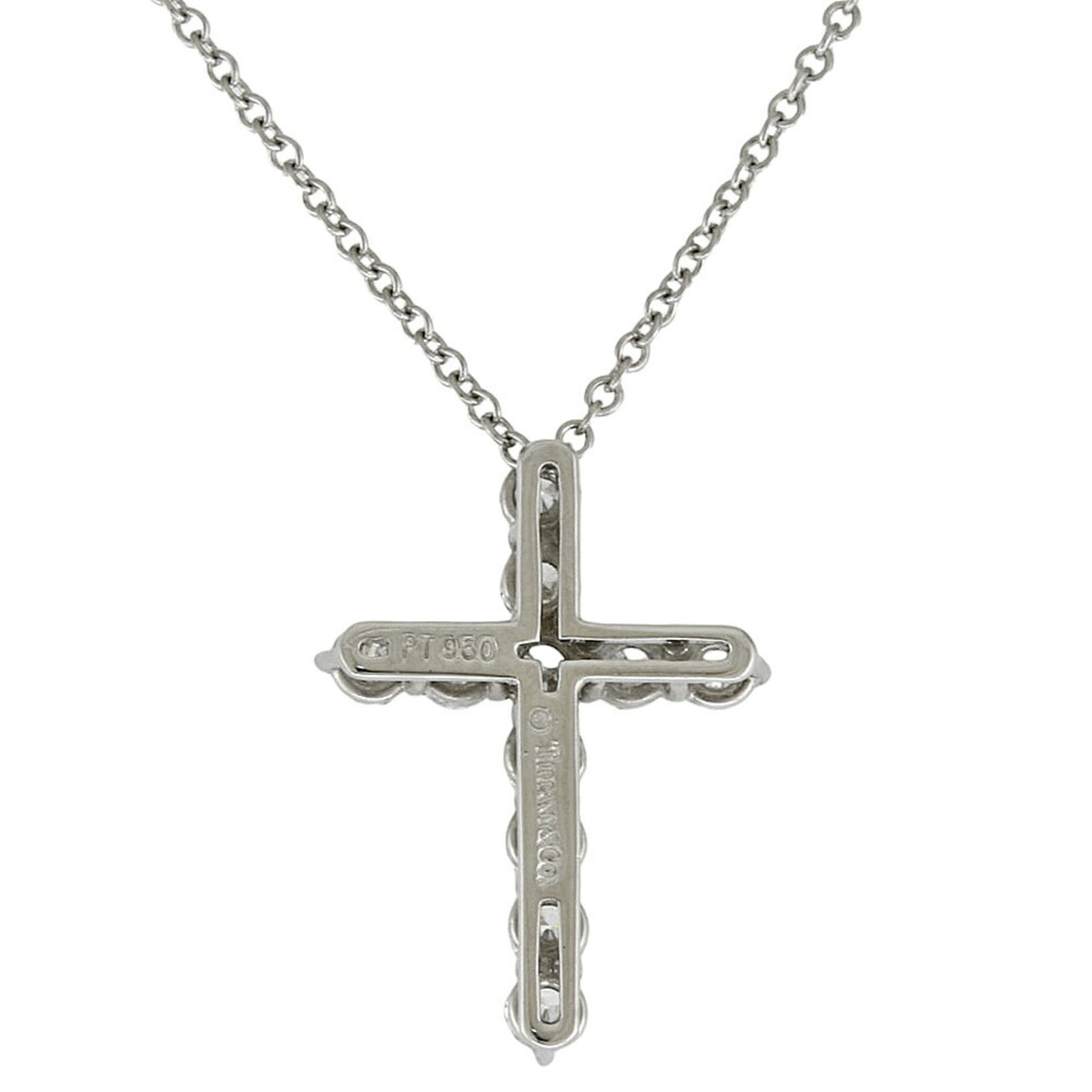 Tiffany Small Cross Diamond Necklace Pt950 Platinum Women's TIFFANY&Co.