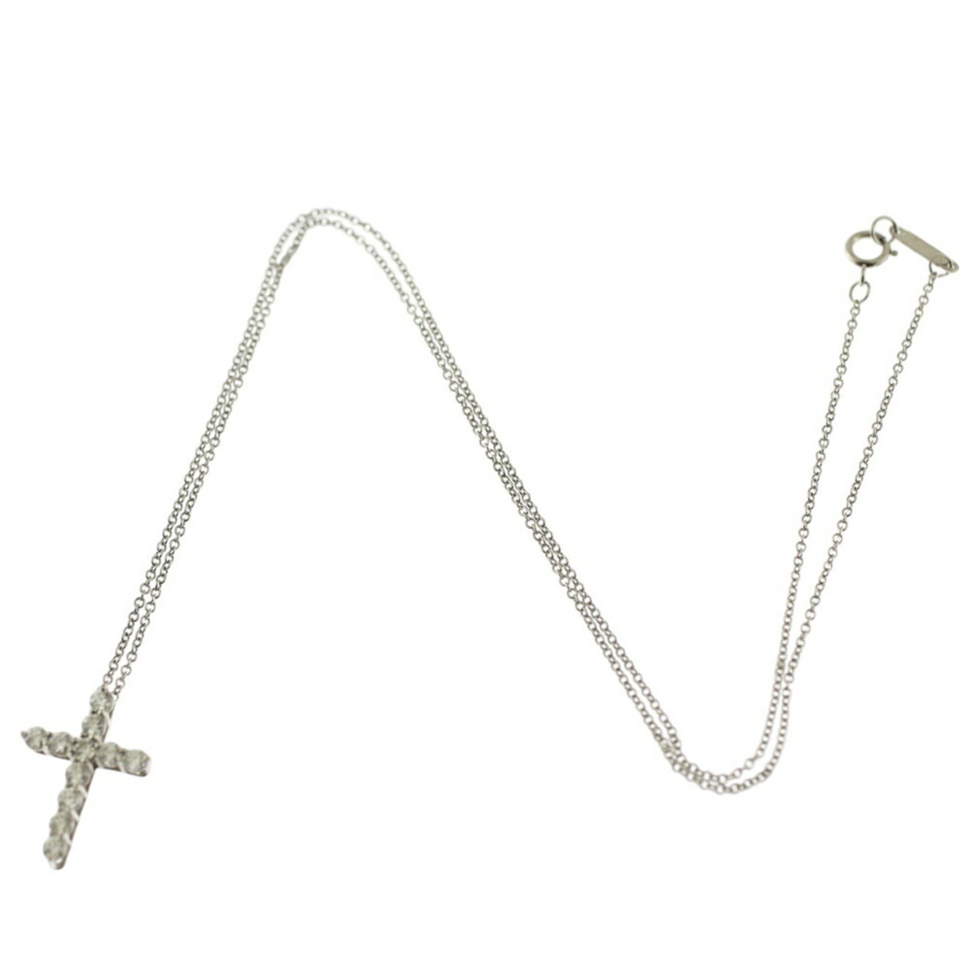 Tiffany Small Cross Diamond Necklace Pt950 Platinum Women's TIFFANY&Co.