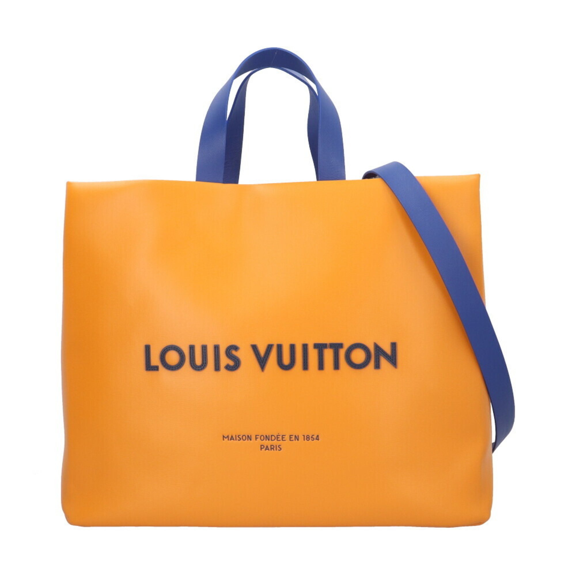 Louis Vuitton Shopper Tote MM Shoulder Bag Leather M24457 Orange Unisex LOUIS VUITTON