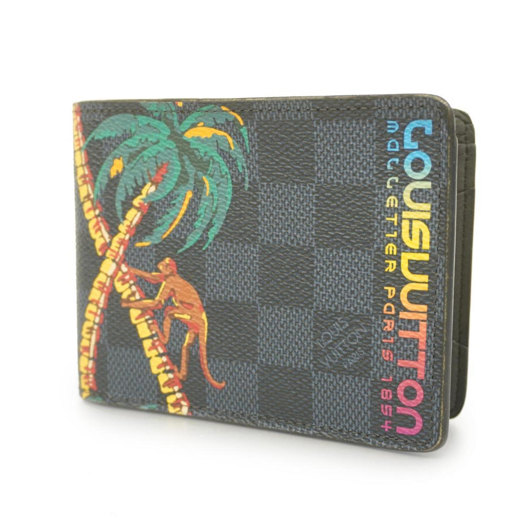 Louis Vuitton Wallet Damier Cobalt Palm Tree Monkey Portefeuille Multiple N62201 Black Men's