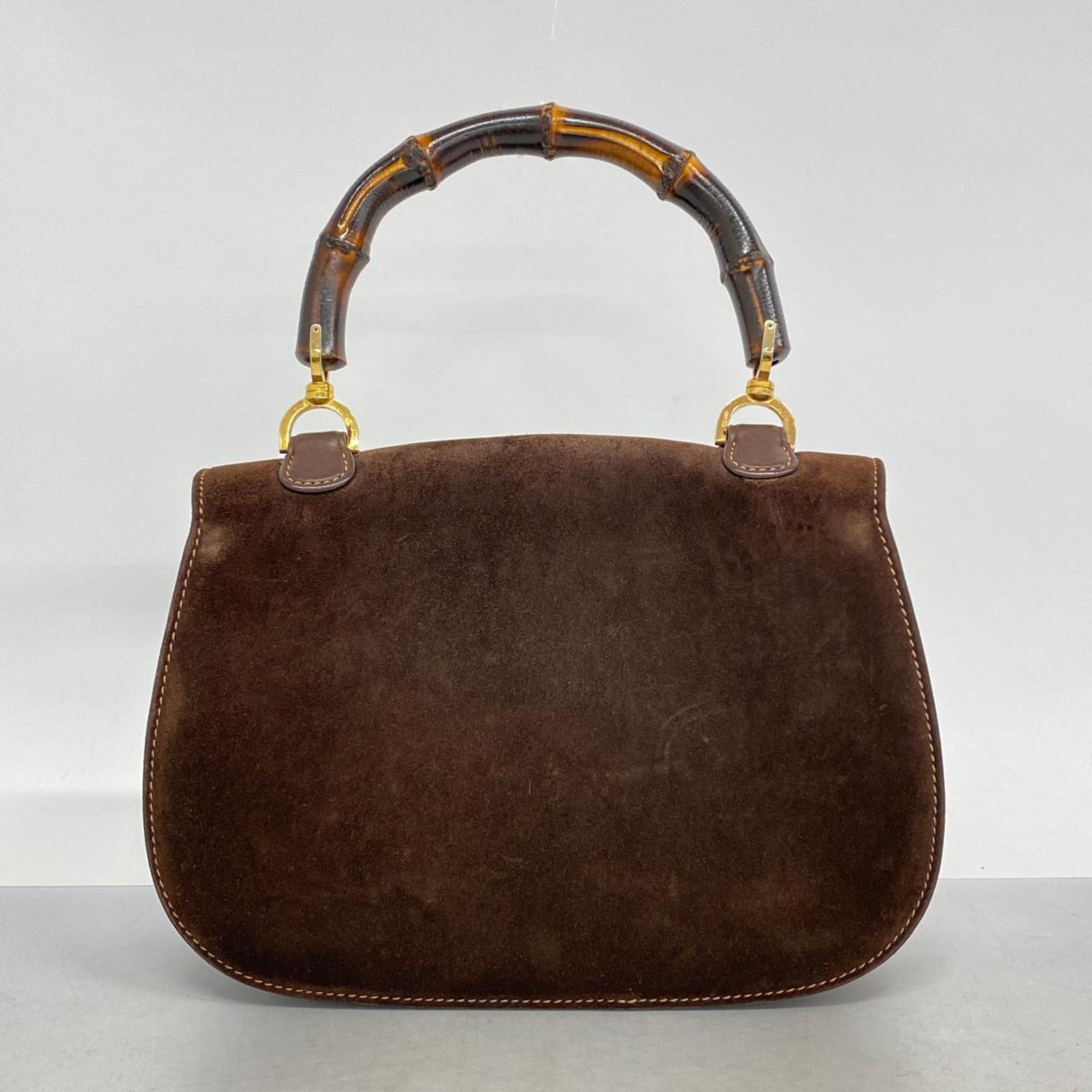 Gucci handbag bamboo suede brown ladies