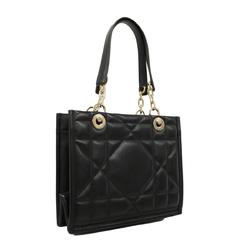 Christian Dior Shoulder Bag Cannage Essential Leather Black Women's