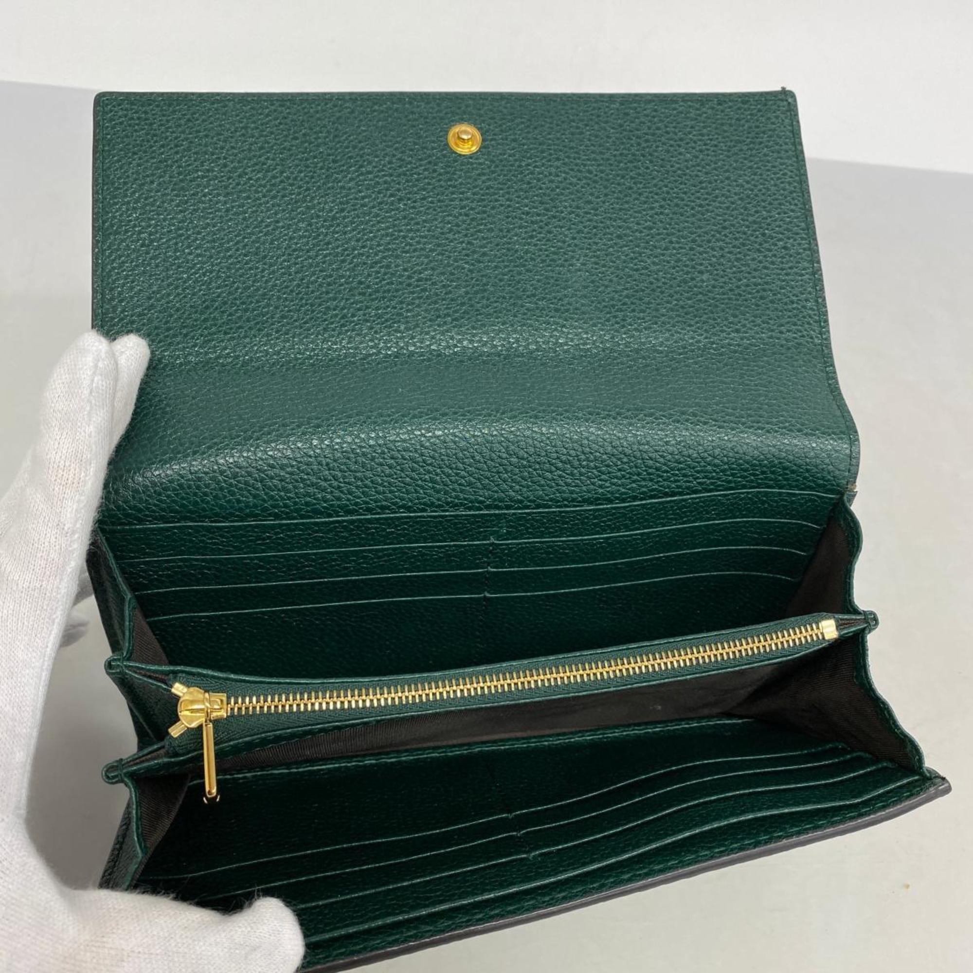 Gucci Long Wallet Zumi 573612 Leather Green Women's