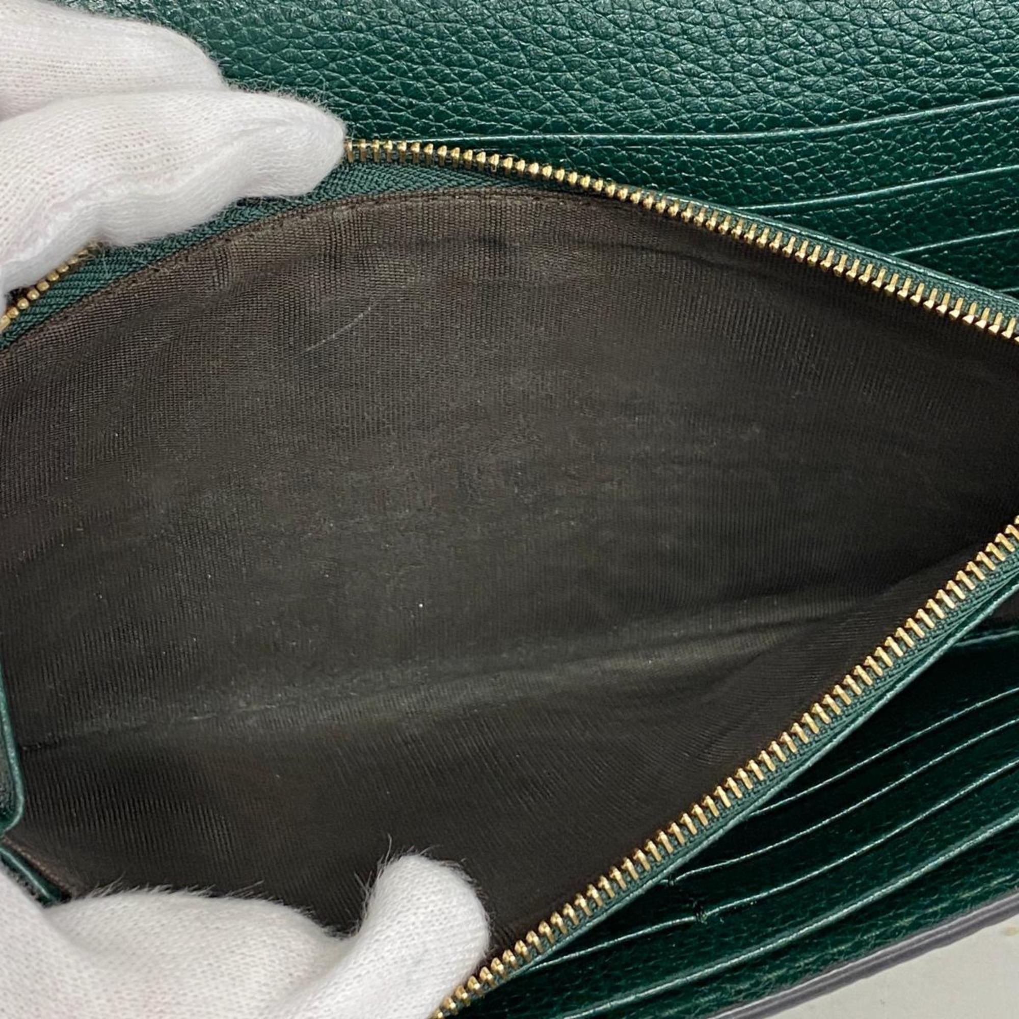 Gucci Long Wallet Zumi 573612 Leather Green Women's