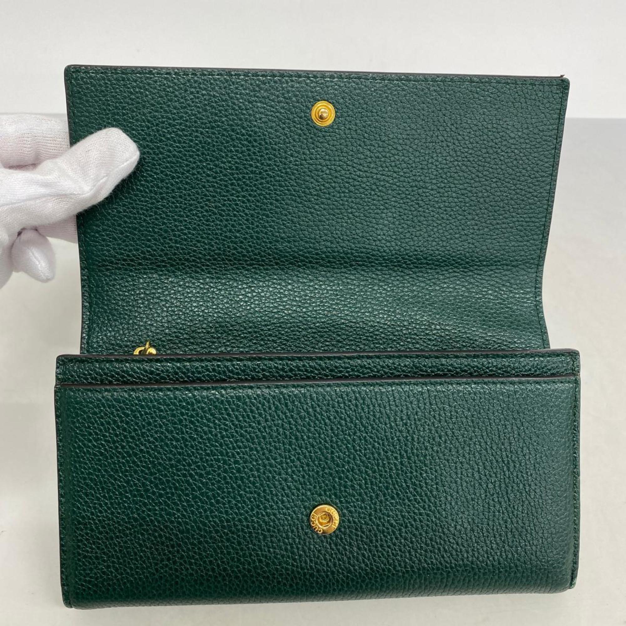 Gucci Long Wallet Zumi 573612 Leather Green Women's