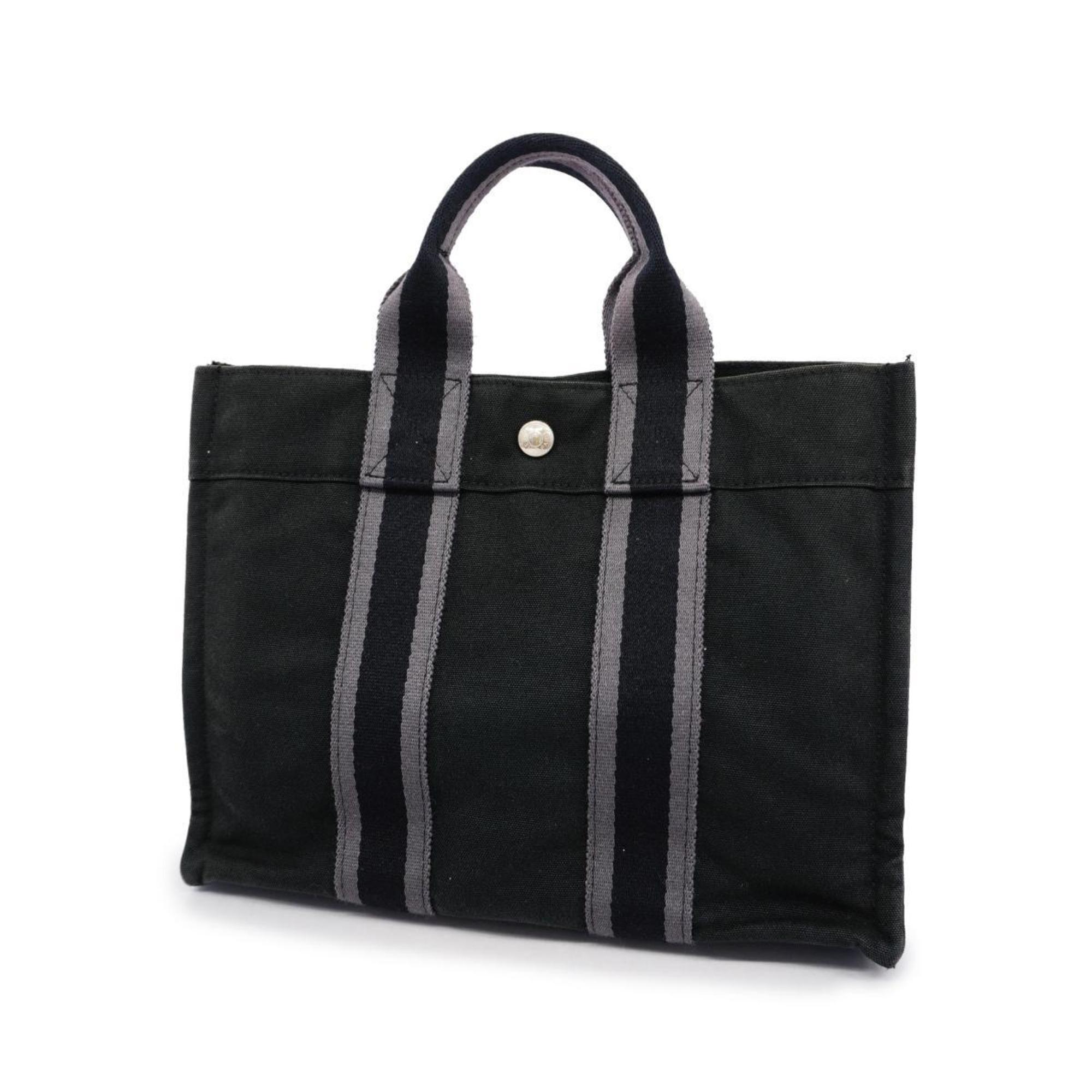 Hermes Tote Bag Foult PM Canvas Black Women's