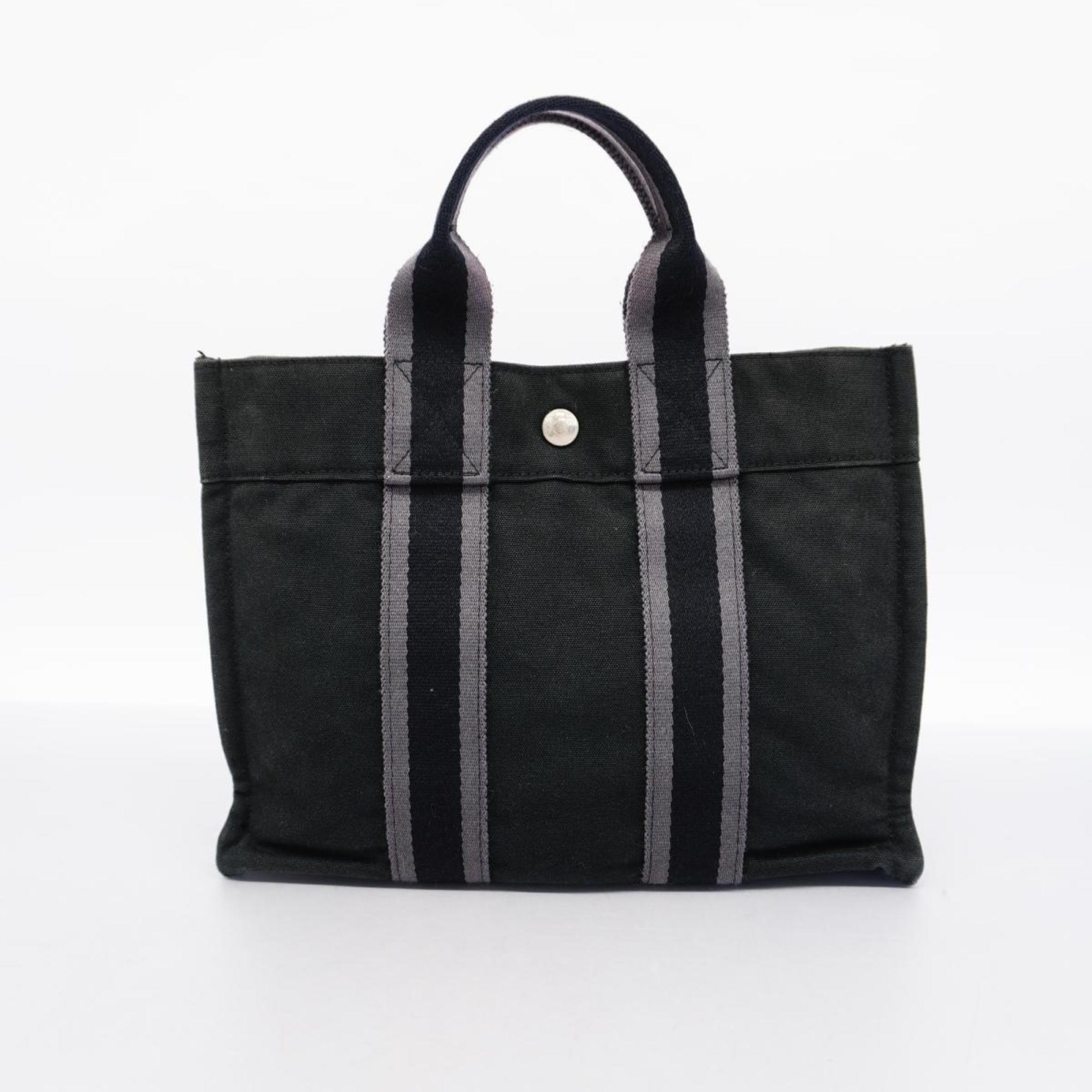 Hermes Tote Bag Foult PM Canvas Black Women's