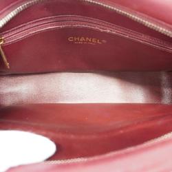 Chanel Shoulder Bag V Stitch W Chain Lambskin Bordeaux Women's