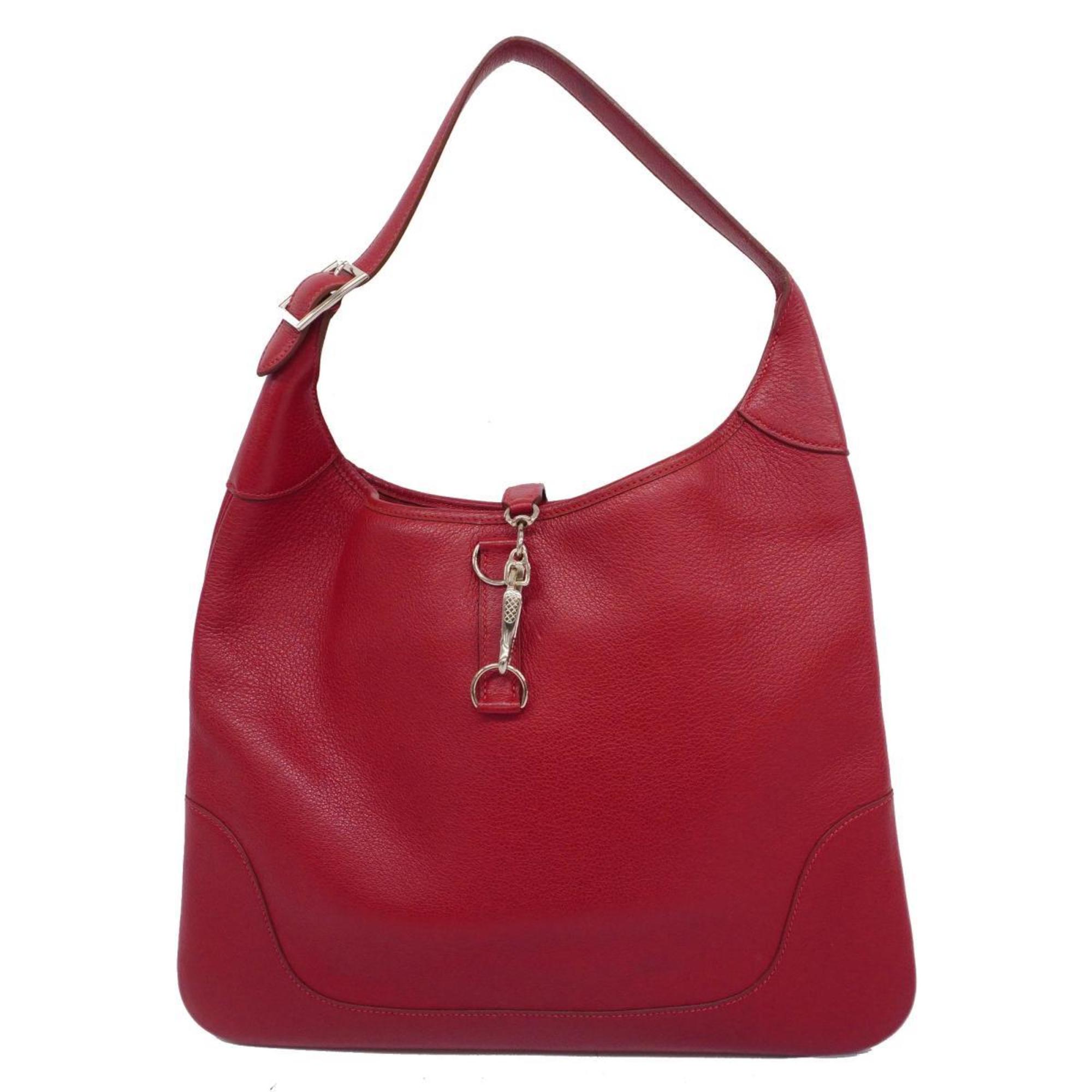 Hermes Shoulder Bag Trim 35 □F Stamped Taurillon Clemence Rouge vif Women's