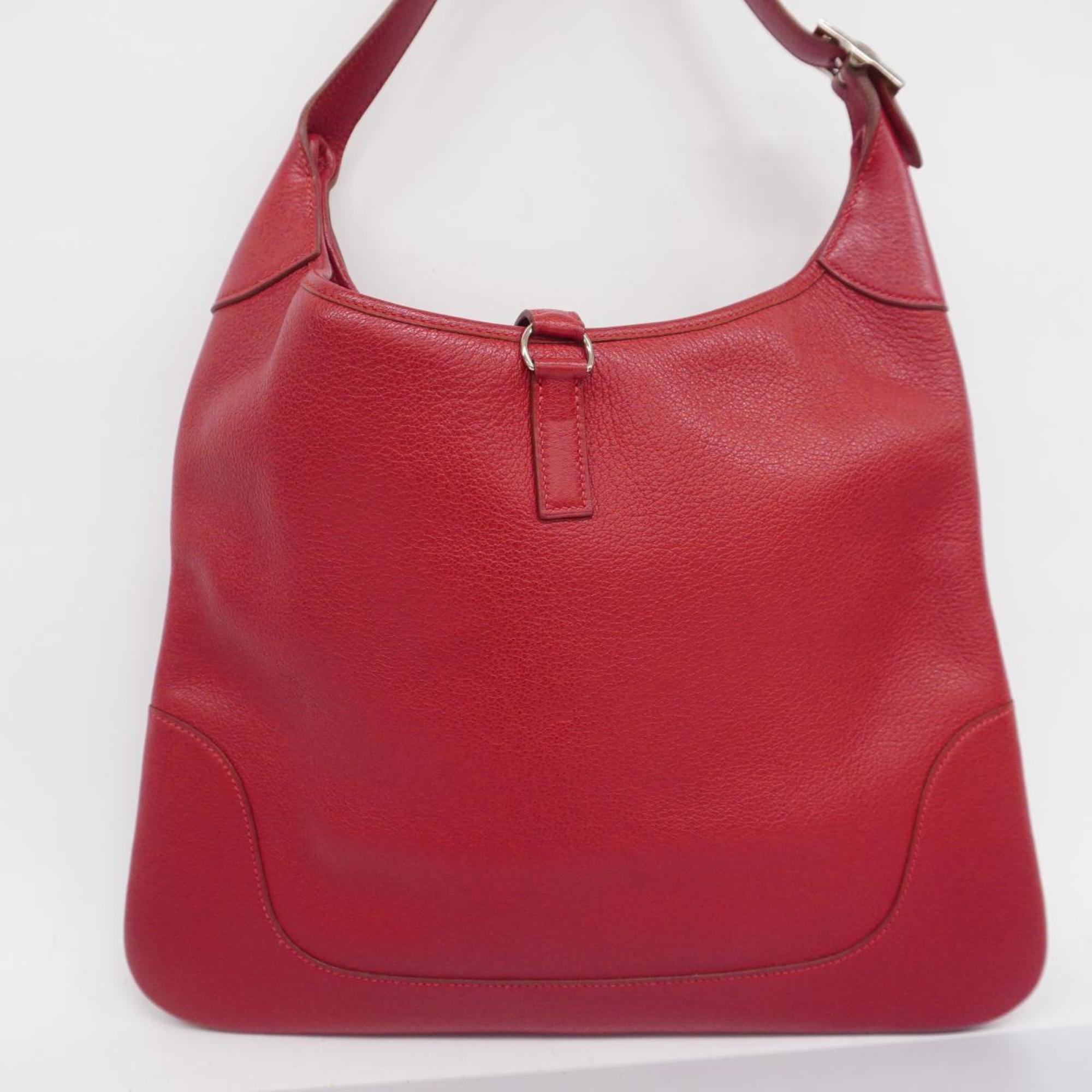 Hermes Shoulder Bag Trim 35 □F Stamped Taurillon Clemence Rouge vif Women's