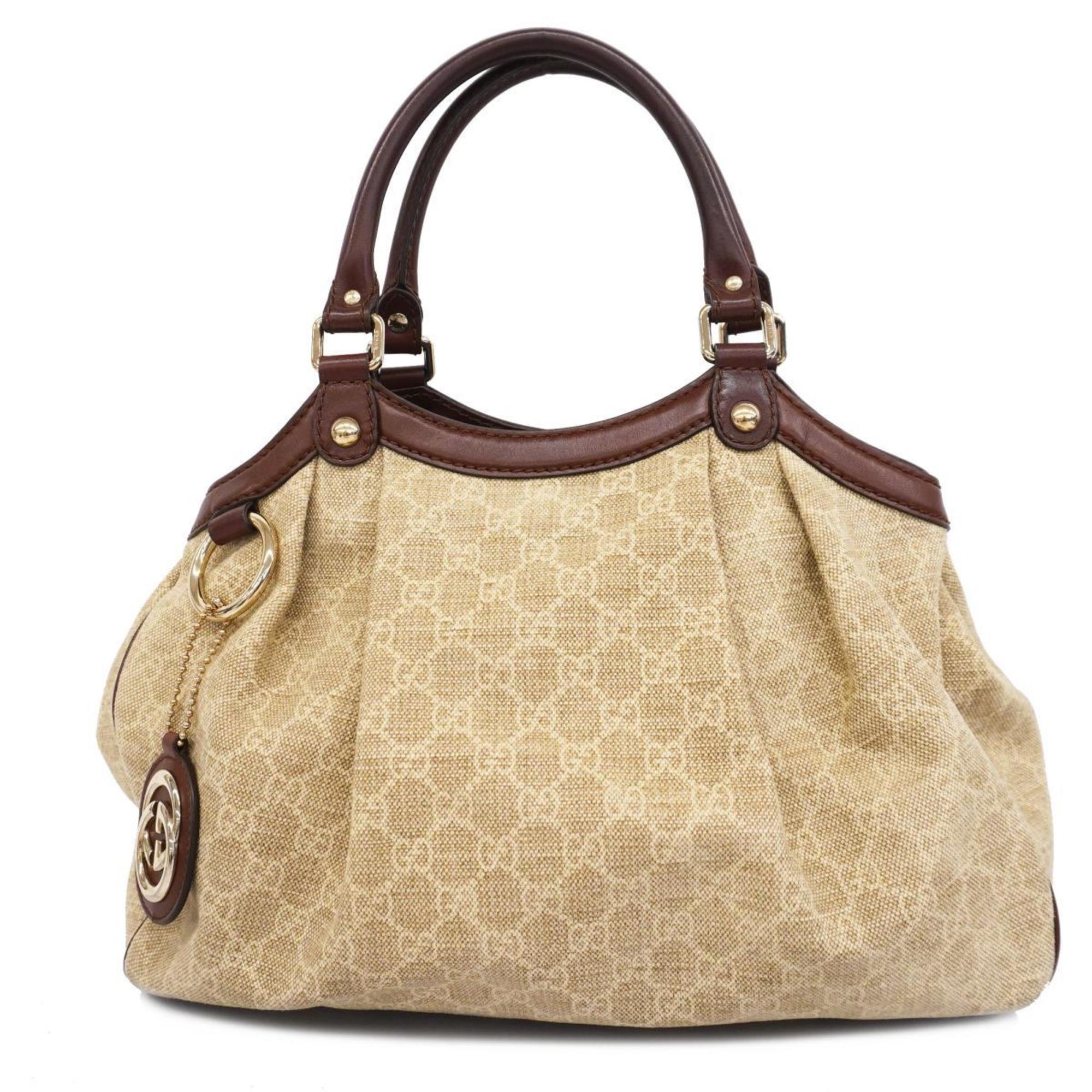 Gucci Tote Bag 211944 Canvas Brown Blue Champagne Women's