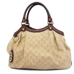 Gucci Tote Bag 211944 Canvas Brown Blue Champagne Women's