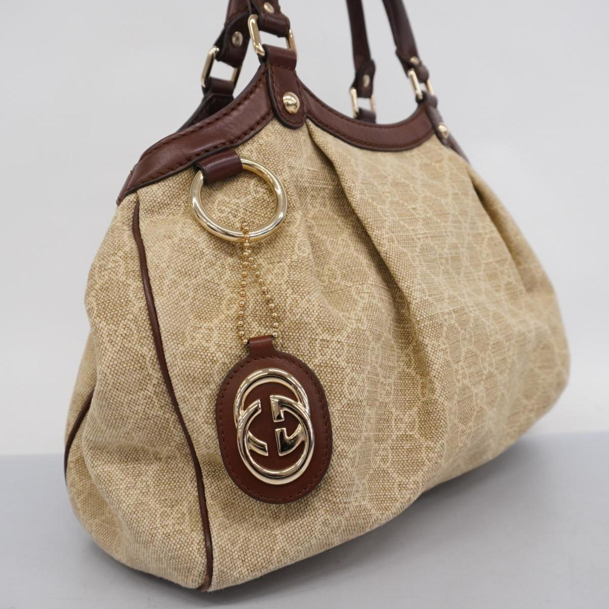 Gucci Tote Bag 211944 Canvas Brown Blue Champagne Women's