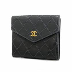 Chanel Wallet Bicolor Lambskin Black Women's