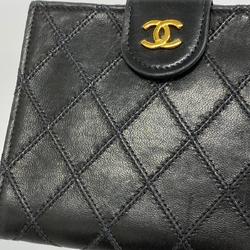 Chanel Wallet Bicolor Lambskin Black Women's