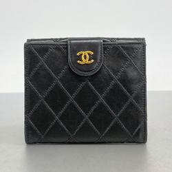 Chanel Wallet Bicolor Lambskin Black Women's