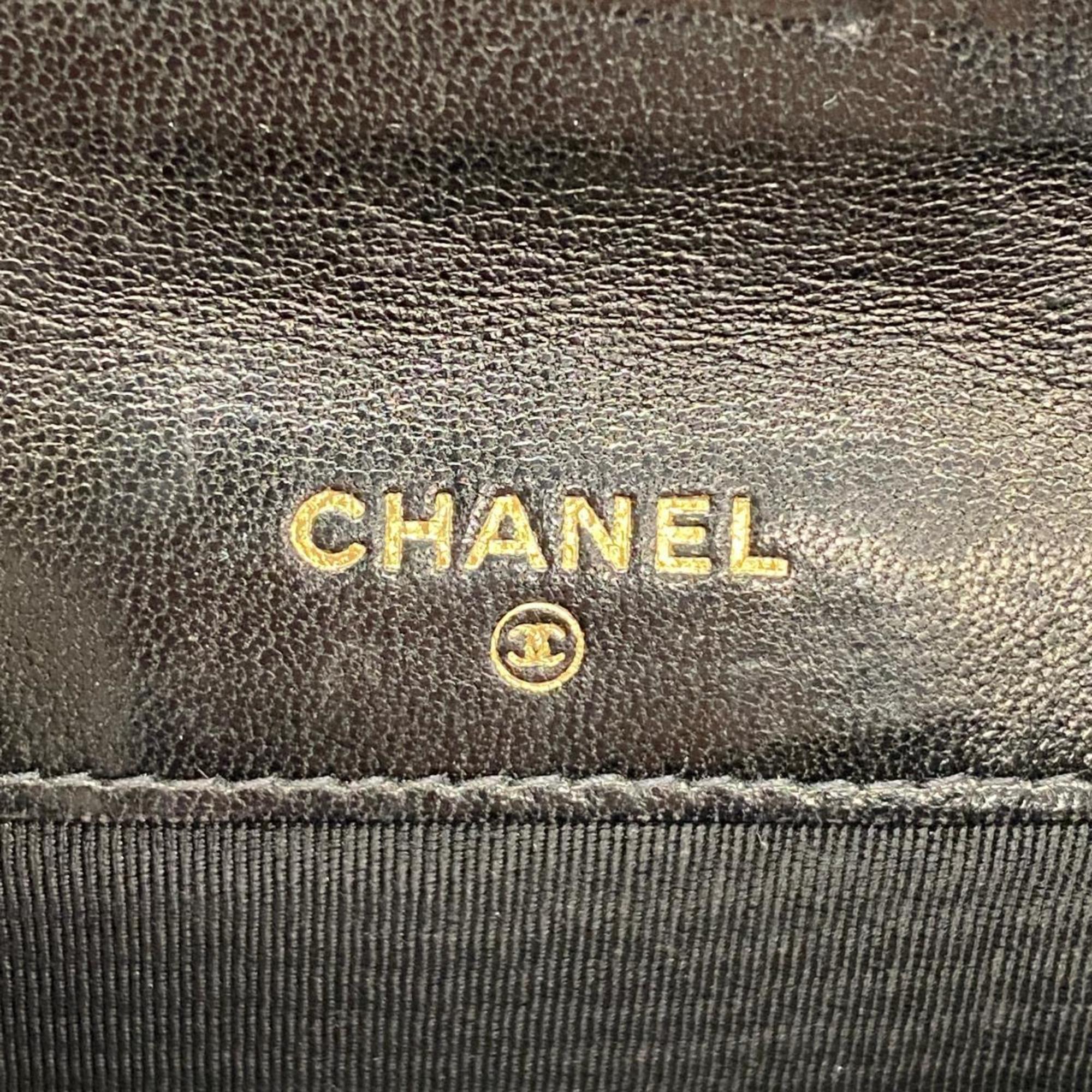 Chanel Wallet Bicolor Lambskin Black Women's