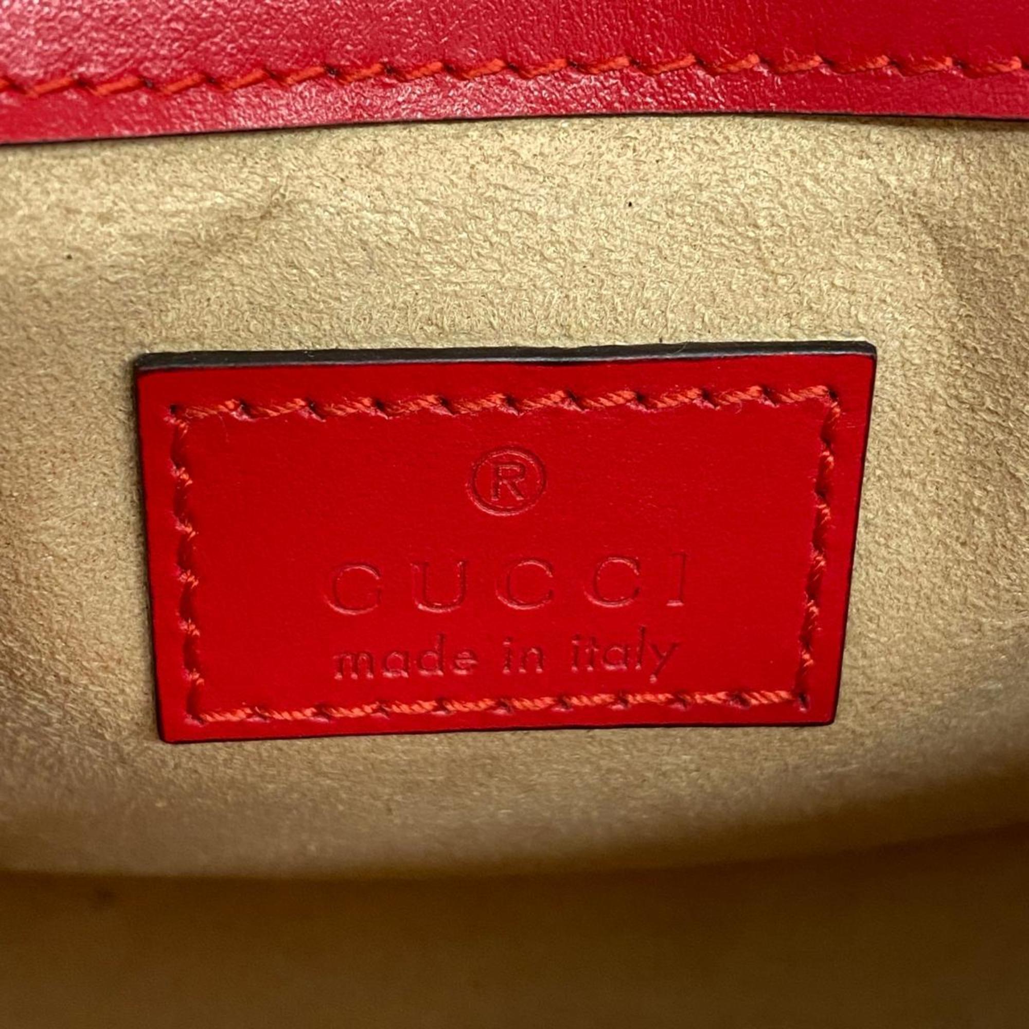 Gucci Shoulder Bag GG Marmont 476433 Leather Red Women's