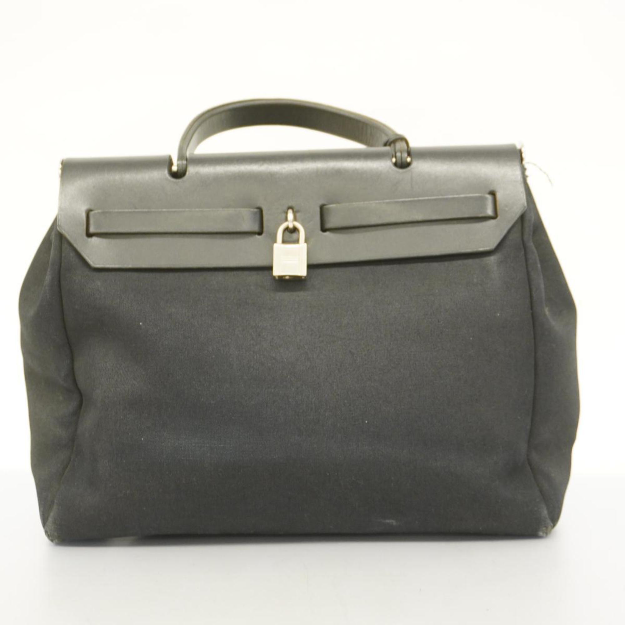 Hermes Handbag Airbag PM □D Stamp Toile Officier Black Ladies