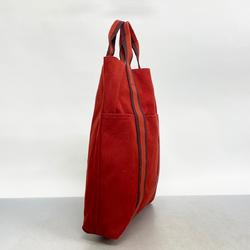 Hermes Tote Bag Fool To Cabas Canvas Red Women's