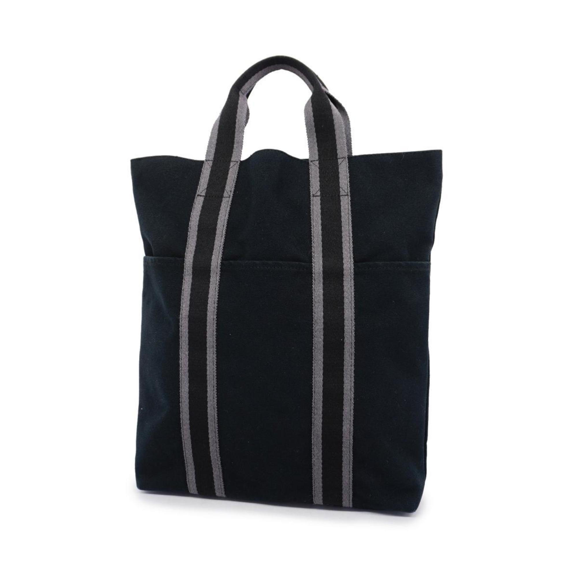 Hermes Tote Bag Foult Cabas Canvas Black Women's